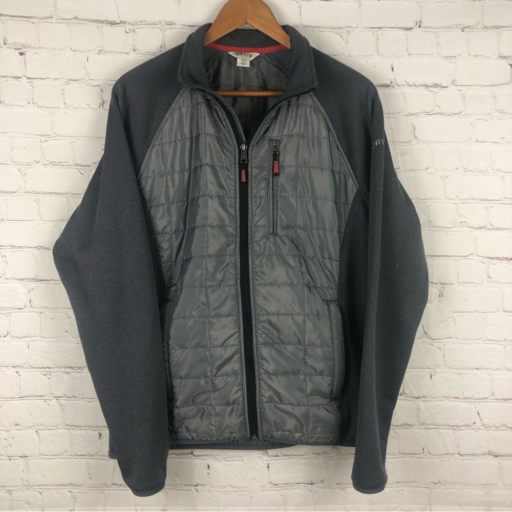 Orvis Mixed Media Quilted Full Zip Jacket Men's Sz Medium